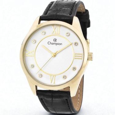Imagem de Relogio feminino dourado pulseira de couro 36mm Champion CN28268B