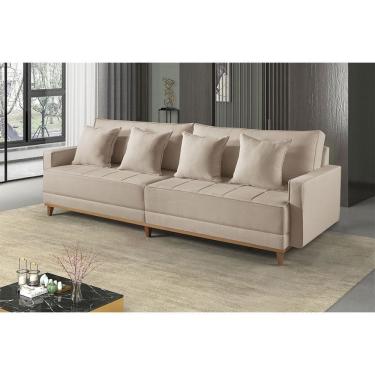 Imagem de Sofa Fixo 6 Lugares M-199 2,60m Molas Bonnel Almofadas Soltas Linho Estofados Martins