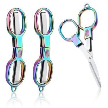 Imagem de Tinoaly 3 Peças Tesoura Dobrável, Aço Inoxidável Mini Tesoura Viagem Pequena Portátil Scissors Dobrável Bolso Ferramenta Corte para Acessórios Enfermagem Escritório Artesanato Utilização em Costura