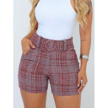 Imagem de Shorts Feminino Skinny Tecido Linho com Cinto Forrado e Bolso - NoBran