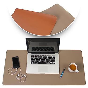 Imagem de Tapete de mesa – 17x36 – Computador, laptop, teclado e mouse pad organizador – Capa de couro para mesa de escritório – Superfície de jogo dupla face com cores – Acessórios para escrever e escrever, Leather (Dark & Light), 34 x 17 x 1.5 in (Double Side Surface)