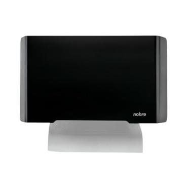 Imagem de Nobre Dispenser para Papel Toalha Interfolhado, Plástico Preto, Linha New Classic, para Banheiros e Áreas Corporativas, Fixação em Parede