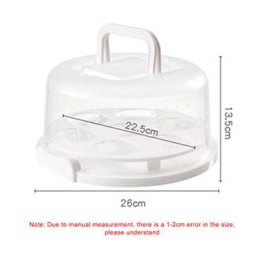 Imagem de KIMISS Transportador de Bolo Transparente Com Tampa - Portador de Sobremesa e Suporte de Cupcakes para Tortas e Bolos - Alça de Transporte Fácil Com Design Fresco (Rosa)