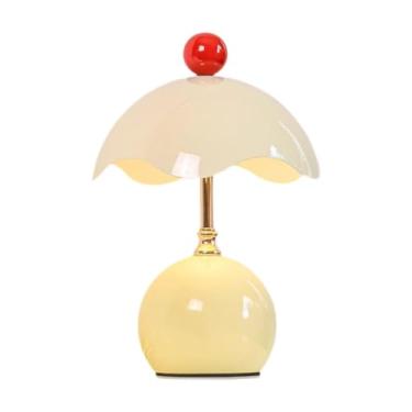 Imagem de FJMQHU Abajur de Mesa, Luminária de Cabeceira, Luminária de Mesa LED, Luz Noturna para Sala de Estar, Quarto Infantil, Bege