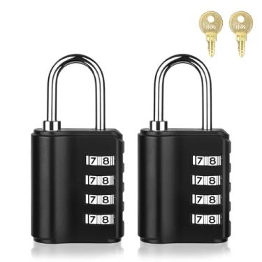 Imagem de Cadeado de combinação de 4 dígitos ao ar livre com chave à prova d'água ao ar livre, cadeado para escola, academia, esportes, cadeado, pacote com 2