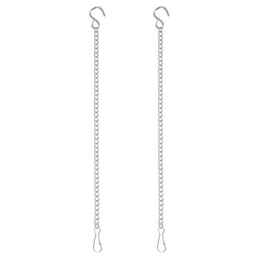 Imagem de PATIKIL 2 correntes suspensas com ganchos S, ganchos de plantas de 24 cm para alimentadores de pássaros, lanternas, sinos de vento, quadros-negros e ornamentos, prata