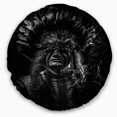 Imagem de Retrato abstrato do chefe indígena americano Designart sala de estar, sofá, almofada de alta qualidade + capa de almofada impressa em ambos os lados 40 cm