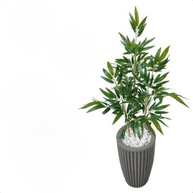 Imagem de Bambu Artificial, Bambu Artificial Mosso Planta Grande Vaso Decorativo Pedra, 110×45cm(3D Cinza)