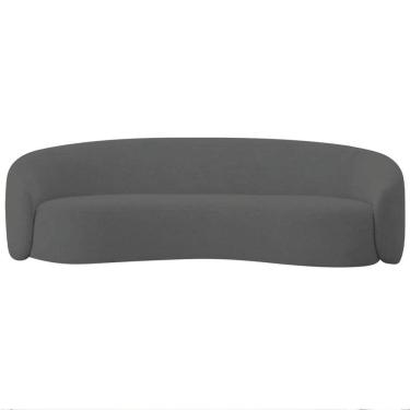 Imagem de Kit Sofá 3 Lugares 180cm E 2 Poltronas Orgânica Luxo Recepção Amore Linho - Doce Sonho Móveis Cor Cinza Escuro