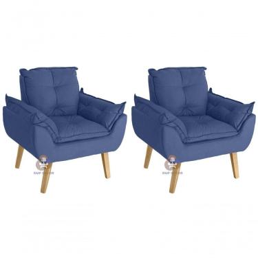Imagem de 02 Poltrona Opala Azul Marinho Su Decor