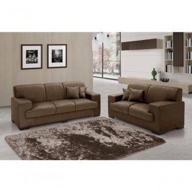 Imagem de Sofá Manu Conjunto 2 E 3 Lugares Clássico Fixo Confortável Sala Império Marrom 379