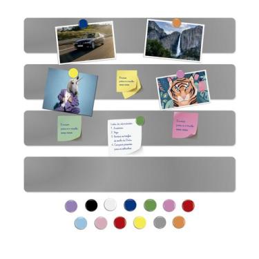 Imagem de Porta Fotos Recados Notas Post It De Metal 30x5cm + 24 Imãs - M-Planne