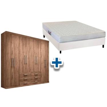 Imagem de Cama Box Casal + Colchão Frontier Herval + Guarda Roupa Master 8.6 Atacama