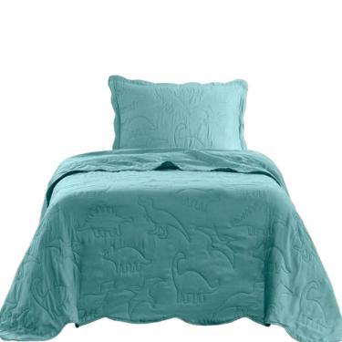 Imagem de Kit Cobre Leito Colcha Bouti Solteiro Infantil 2 Peças Verde 100% Poliéster