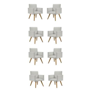 Imagem de Kit 08 Poltronas Nina - Balaqui Linho linho Cinza Claro