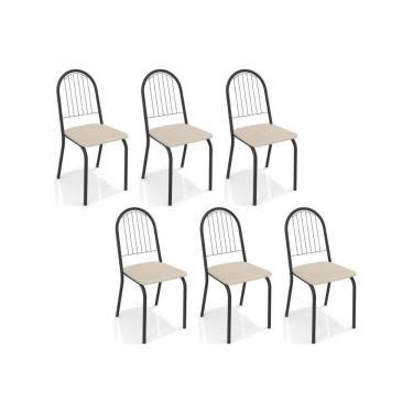 Imagem de Cadeira De Cozinha Noruega C077 Kit 6 Un Preto Fosco Nude 16