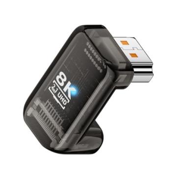 Imagem de NFHK Extensor adaptador de extensão UHD macho HDMI macho para HDMI 2.1 fêmea UHD 360 graus oposto com Smart LED 8K 60hz HDTV