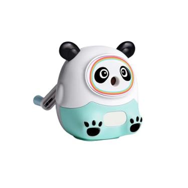 Imagem de GZBABY Apontador de lápis manual, manivela com espessura de ponta ajustável, formato de panda fofo (verde)