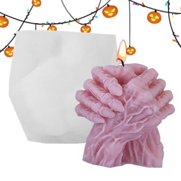Imagem de Molde de vela de mão de silicone, moldes de silicone para luta de braço 3D | Molde de vela de mão zumbi, moldes criativos de sabão de cera, fundição de resina, 3D para fazer