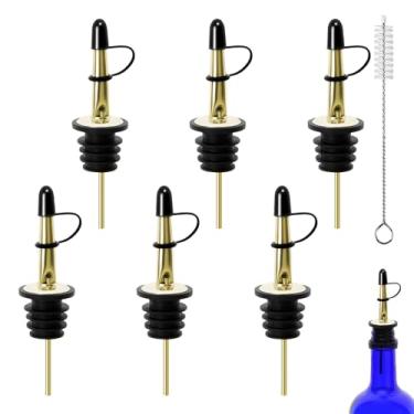 Imagem de 6 peças de bico de despejo de licor, bicos para garrafas, despejadores de garrafas de licor para álcool, azeite de oliva, despejadores de bebidas com tampas de poeira, Speed Pourers, acessórios de bar