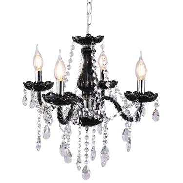 Imagem de YYSHCHEN Lustre Pequeno De Cristal Preto Yyshchen, Minilustres Vidro Para Sala Jantar, Quarto, Estar, Quarto Meninas