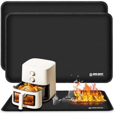 Imagem de Tapete resistente ao calor para fritadeira a ar, tapete de silicone à prova de fogo para bancada de cozinha, antiderrapante e impermeável, protetor de bancada (preto, (76 x 50 cm) x 2)