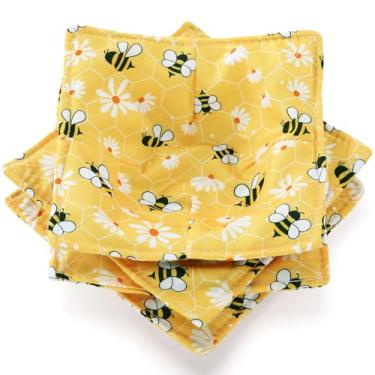 Imagem de Cunhill 4 peças de tigela de microondas de algodão suportes aconchegantes para comida quente, tigela de sopa, pegadores de panela, resistentes ao calor, multiuso, acolchoados, seguros para