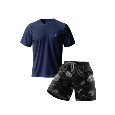 Imagem de Conjunto Masculino Short Estampado Praia E Camiseta Dry Academia Verão Básica Casual-Masculino