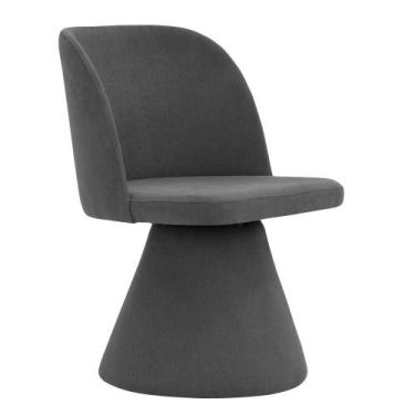 Imagem de Cadeira de Jantar Giratória Liz Linho Cinza Escuro - Nexta Casa