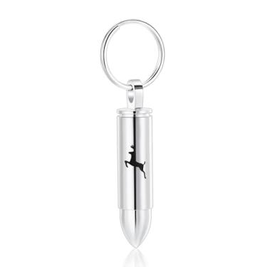 Imagem de Chaveiro de urna cilíndrica de cremação para mulheres e homens com frasco de vidro, pingente de cinzas, joia memorial de cervo, Sem Pedra Preciosa