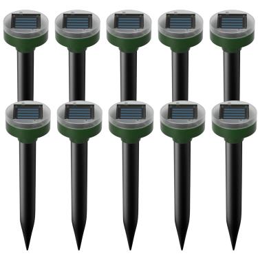 Imagem de Repelente de toupeira, 10 peças, repelente de mouse movido a energia solar, impermeável, repelente de roedores, controle de mouse de 360°, repelente de toupeira para jardim, quintal e pátio, verde