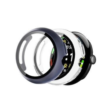 Imagem de WUNIAK Capa para relógio inteligente Google Pixel Watch 4 45 mm, protetor de tela de PC rígido para Google Pixel Watch 4,9H vidro temperado ultrafino cobertura total à prova de choque, (pacote com 2
