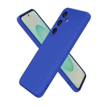 Imagem de oakxco Capa de silicone para Samsung Galaxy S25 Plus, ultrafina, fina, para mulheres, meninas, cor lisa, minimalista, estética, fofo, design feminino, gel de borracha macia com capa para câmera, azul