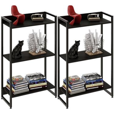 Imagem de Kit 2 Estantes Escritório 3 Prateleiras 104x60cm Onix