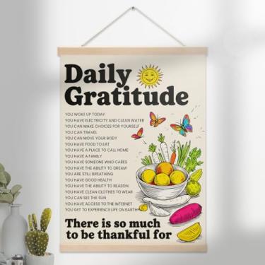 Imagem de HKDGVRTB Pôster de parede retrô de gratidão, decoração vintage, pôster retrô para estética de quarto, pôster inspirador de gratidão diária, citações inspiradoras, arte de parede para sala de estar