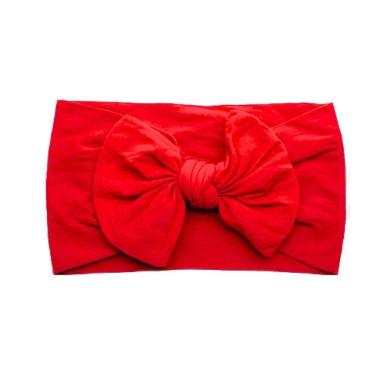 Imagem de Laços De Cabelo Infantil Menina Turbantes De Bebê Fixa Grossa Vermelho