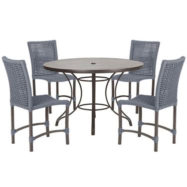 Imagem de 4 Cadeiras Corda Náutica E Mesa Tampo 1,00m Ripado Alumínio Prata