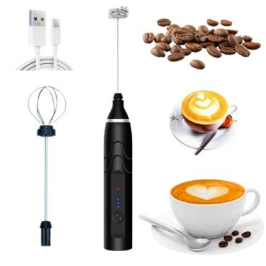 Imagem de Mini Mixer Portátil Recarregável USB 2 em 1 Sem Fio 3 Velocidades 2 Batedores Fuê em Aço Inox para Bebidas Cafés Drinks Ovos Panquecas Whey Protein Suplementos