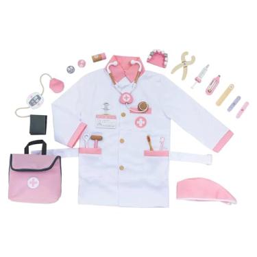 Imagem de YIJU Kit de Fantasia de Médico para Crianças de 3 a 8 Anos - Roupa de Simulação para Aniversários, Presentes em Datas Comemorativas - Acessórios Educativos, Rosa