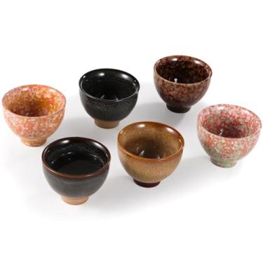 Imagem de Conjunto de chá de cerâmica chinesa tradicional com 6 peças, xícaras de chá decorativas, xícaras de saquê, conjunto de presente de chá de cerâmica premium para ocasiões