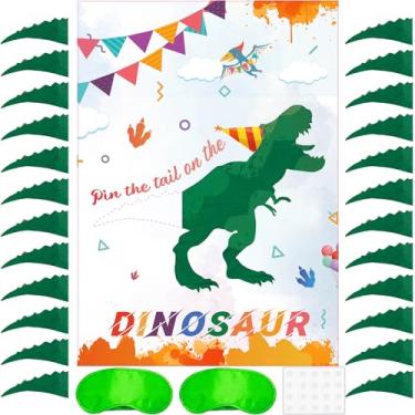 Imagem de Pin The Tail on The Dinosaur Game -Dinosaur Party Games for Kids Boys with 21'' x 28'' Poster, Reusable Tails Party Supplies for Kids Girls Birthday Party Favor Sets