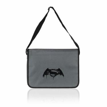 Imagem de Bolsa Carteiro Preta Batman v Superman, Cinza