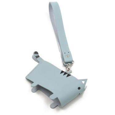 Imagem de Correia de suporte de copo PU Couro, Correia de suporte de garrafa de gato fofo, Bolsa de garrafa de água interessante, Correia de mão de suporte de copo criativo, Porta-garrafas de água (blue)