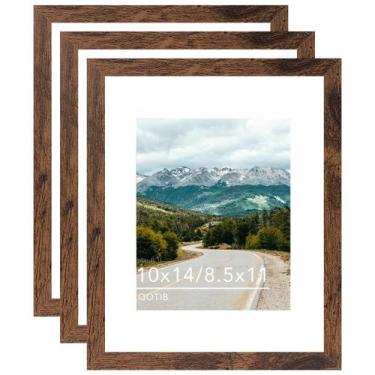 Imagem de Porta-retratos QOTIB de 10 x 14 cm de madeira marrom escura com acríli