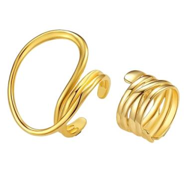 Imagem de Shakven Anéis empilháveis, anéis empilháveis ​​para mulheres,2X aliança de casamento | Anéis de aliança de casamento empilháveis, modernos, ajustáveis ​​e confortáveis, leves para meninas e mulheres