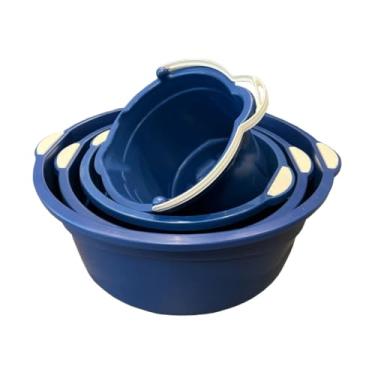 Imagem de KIT 03 BACIAS + 01 BALDE MULTIUSO - Conjunto Completo para Organizar, Lavar Roupas e Limpeza Doméstica - Inquebrável e Empilhável(AZUL)