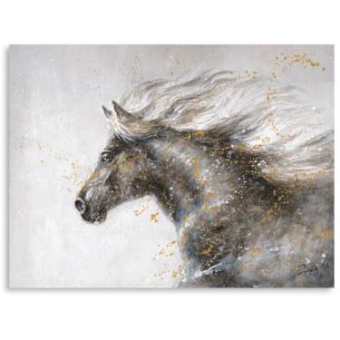 Imagem de Kunstorner Imagens de cavalo decoração de parede imagens em tela abstratas modernas correndo cavalos selvagens para quarto decorações de casa emolduradas 30,5 x 40,6 cm