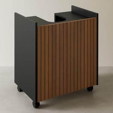 Imagem de Gabinete Banheiro com lavatório de pedestal - Design listrado preto(Preto Ripado)