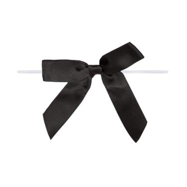 Imagem de Black Bows 7 cm laço torcido de cetim 50 pacotes pequenos laços pré-fabricados para Dia dos Namorados Natal Baby Show