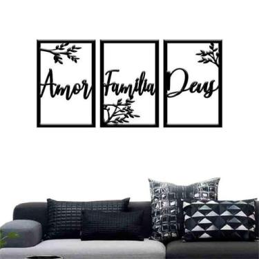 Imagem de Quadro Decorativo Amor, Família E Deus - Mdf 3Mm 001 - Decoarts